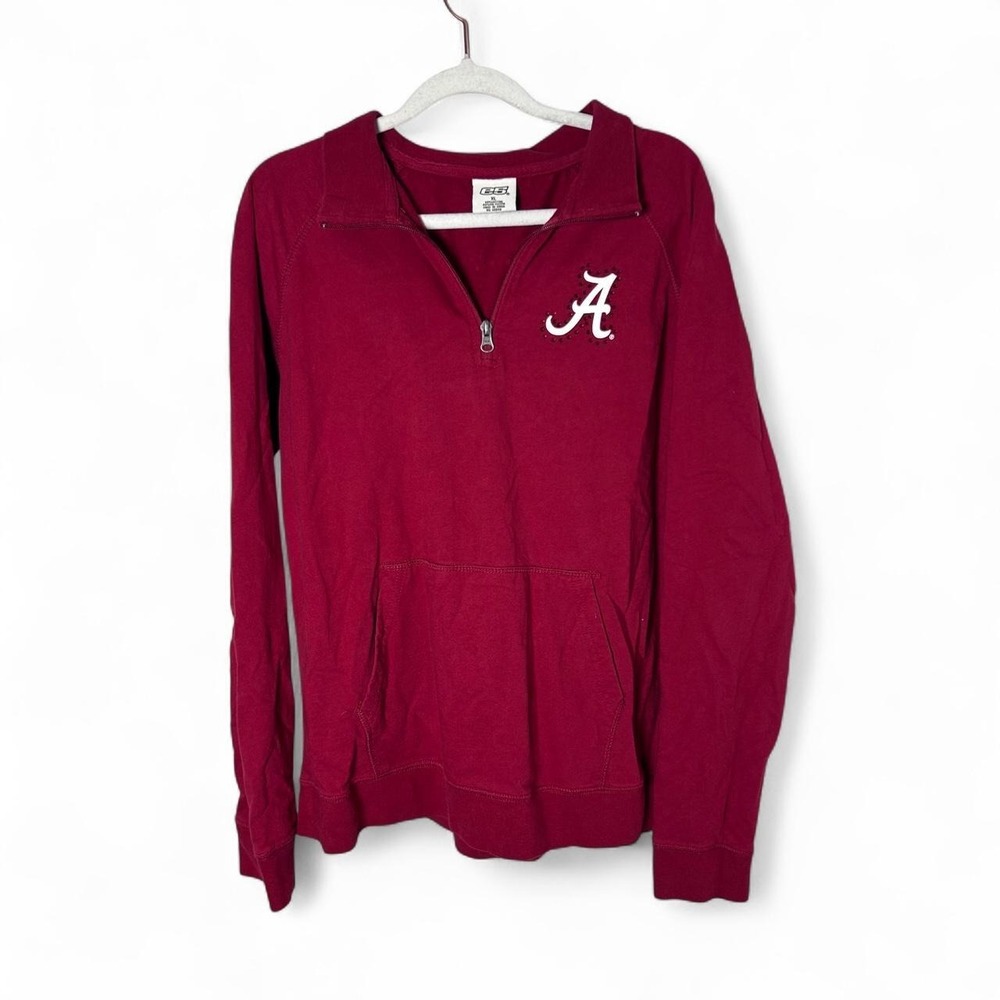 Alabama Crimson Tide quarter zip sweatshirt with white and Rhinestones size XL
